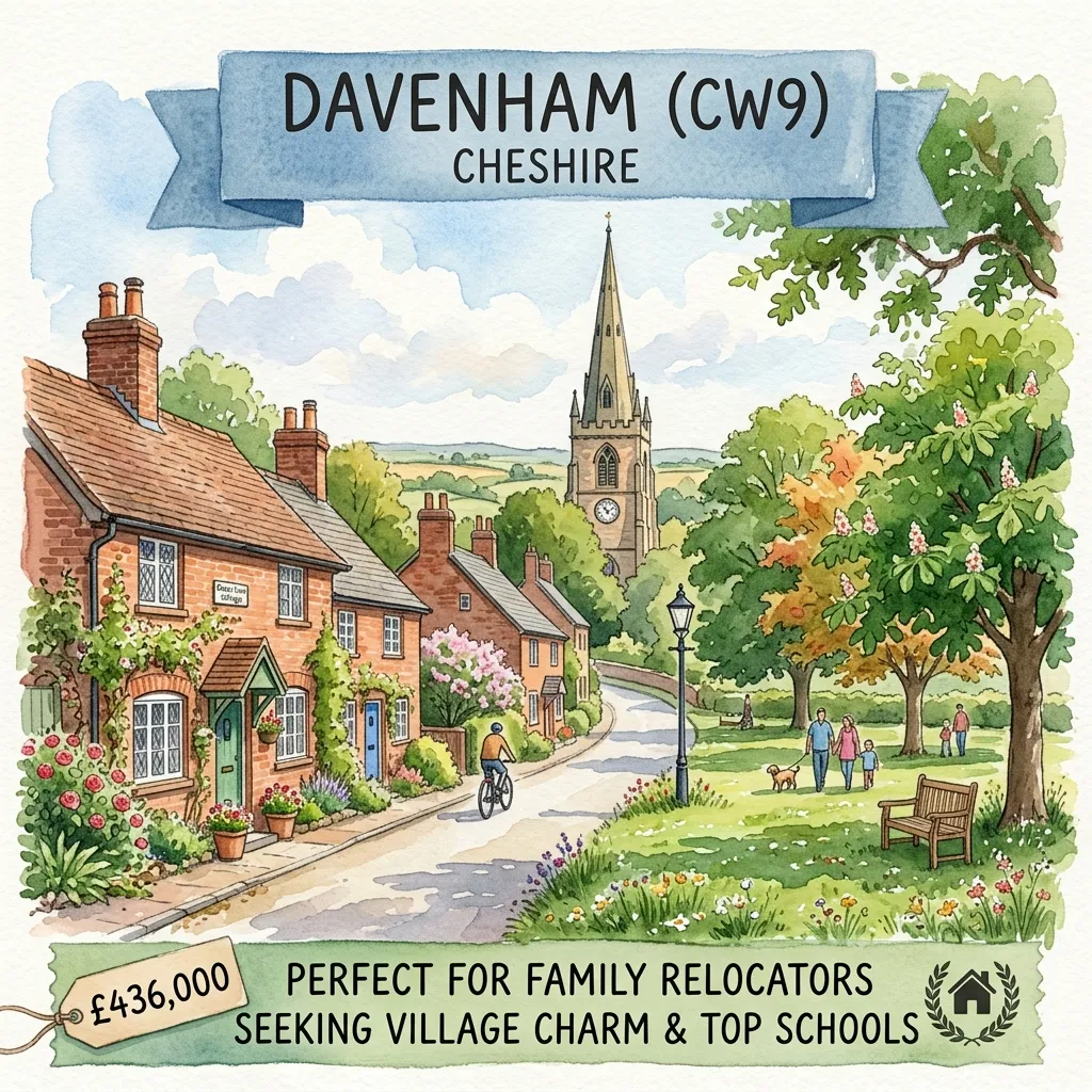 Watercolour illustration of Davenham, Northwich (CW9)
