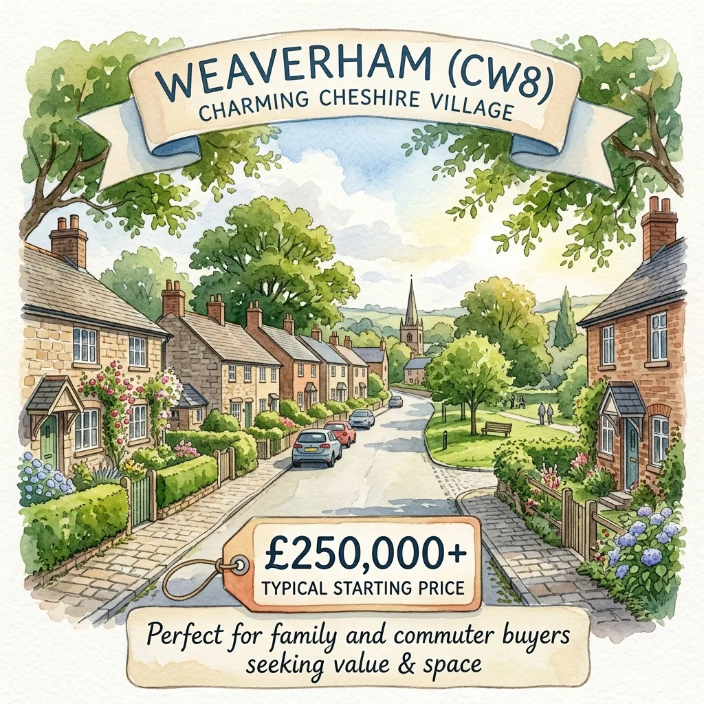 Watercolour illustration of Weaverham, Northwich (CW8)
