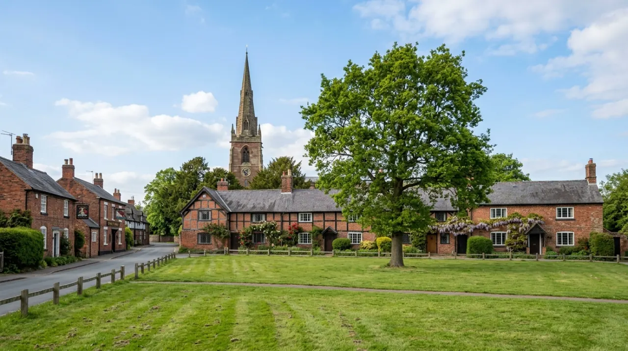 Tattenhall sandstone village near Chester on the Sandstone Trail